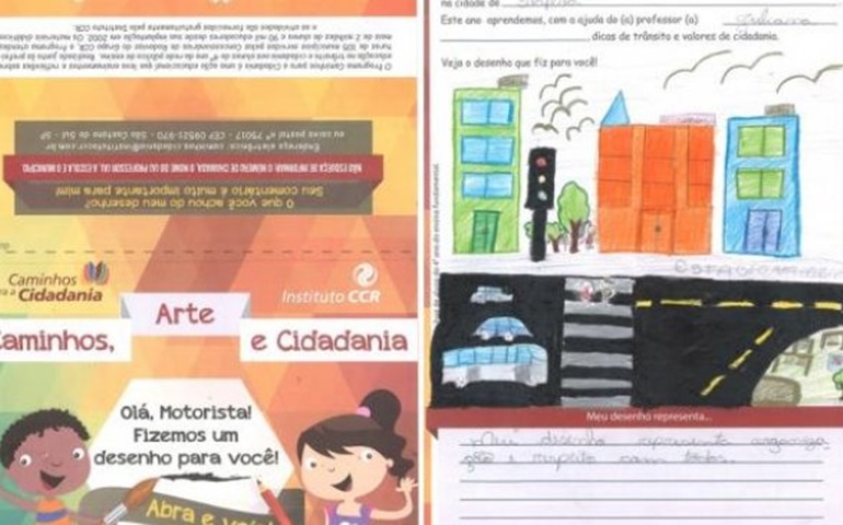 Instituto CCR e CCR SPVias distribuem desenhos de crianças nas praças de pedágio